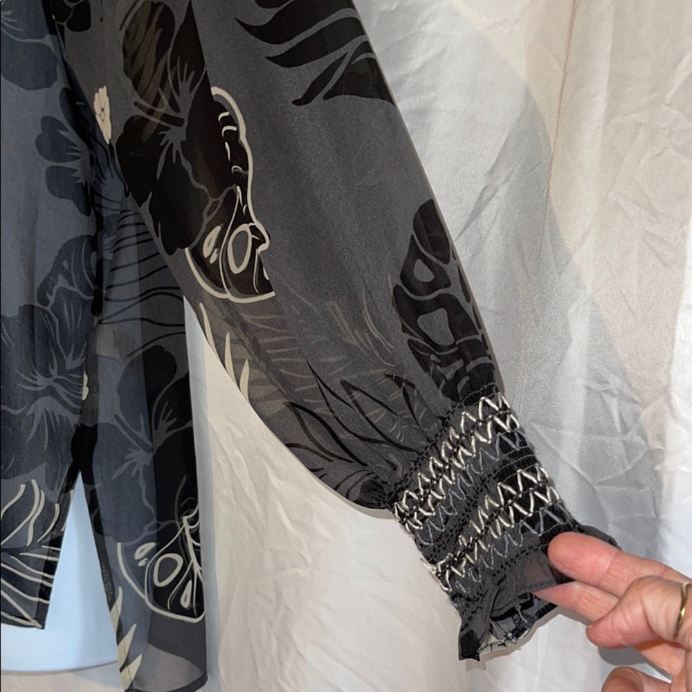 CAbi Aloha Black Long Sleeve Sheer Ruffled Blouse - Picture 9 of 16